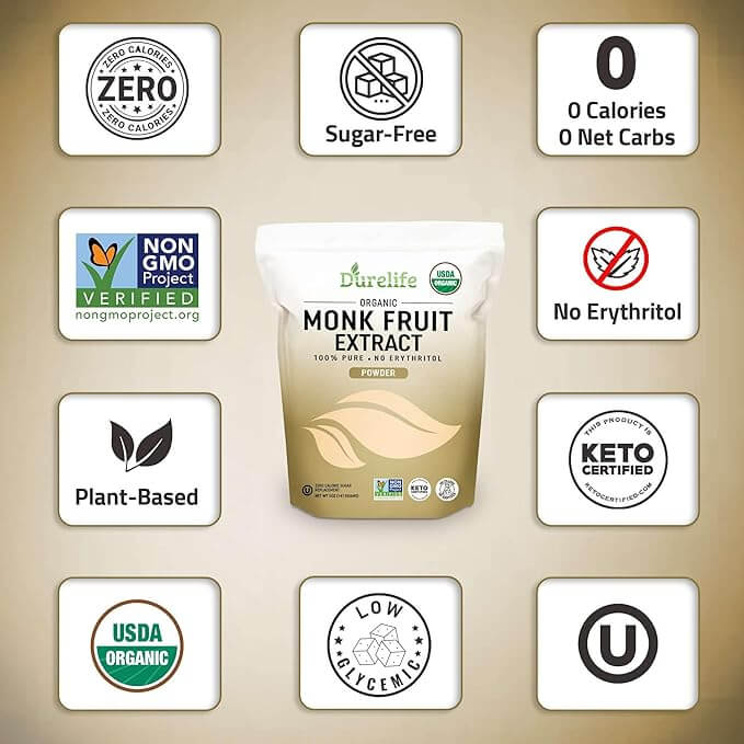 Durelife USDA Organic Certified Pure Monkfruit Extract Powder