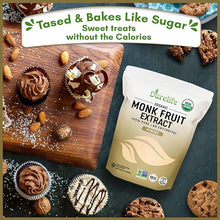 Load image into Gallery viewer, Durelife Organic 100% Pure Monk Fruit sweetener, No Erythritol, Monkfruit Extract Powder, USDA organic NON-GMO Project Verified, Keto Certified, OU kosher No Fillers Zero Calorie Sugar Substitute