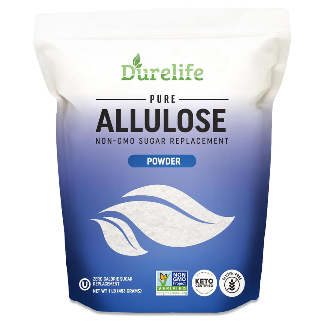 Durelife Allulose sweetener, 100% Pure No Erythritol powdered Sugar Substitute, NON-GMO Project Verified, Keto Certified, OU kosher, No Fillers, Zero Calories sugar alternative