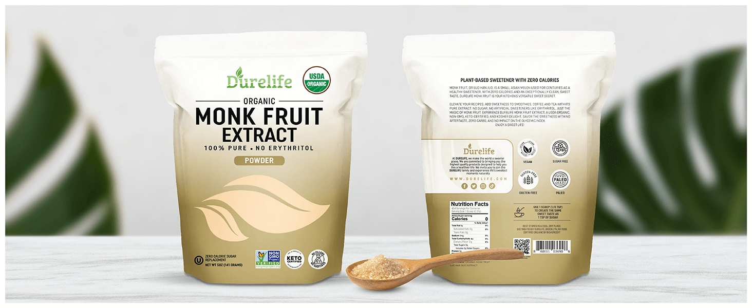 Durelife USDA Organic Certified Pure Monkfruit Extract Powder