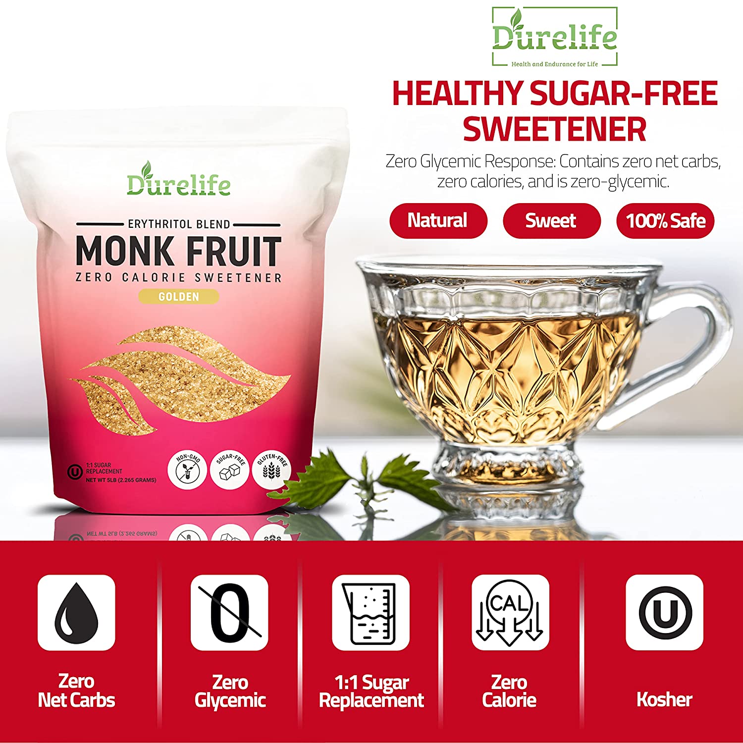 Durelife Organic 100% Pure Monk Fruit sweetener, No Erythritol, Monkfr –  DureLife