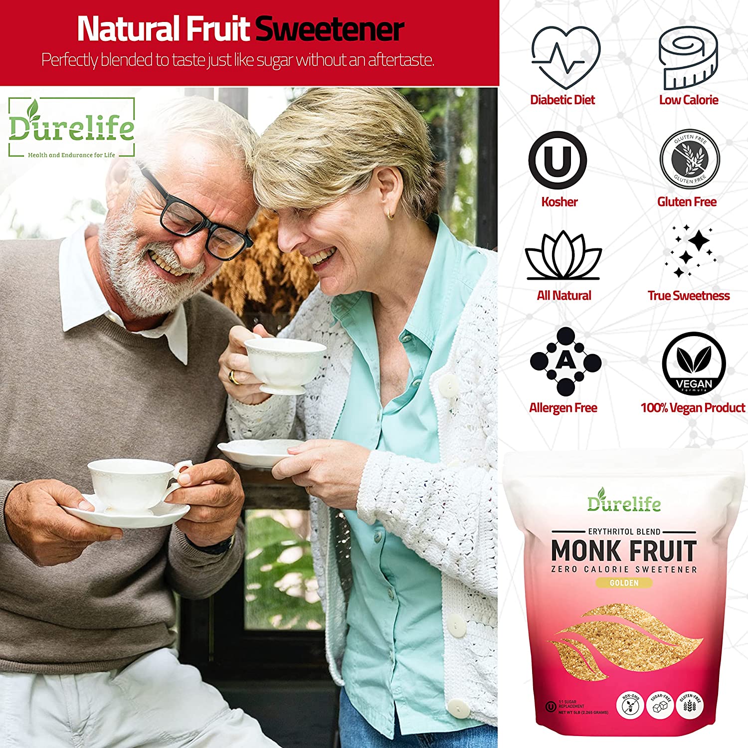 Durelife Organic 100% Pure Monk Fruit sweetener, No Erythritol, Monkfr –  DureLife